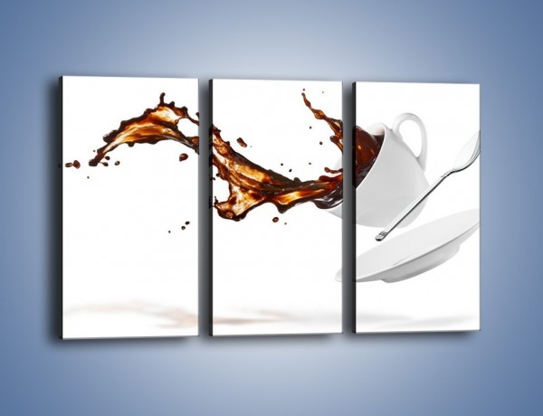 Obraz na płótnie – Rozlana kawa z łyżeczką – trzyczęściowy JN755W2
