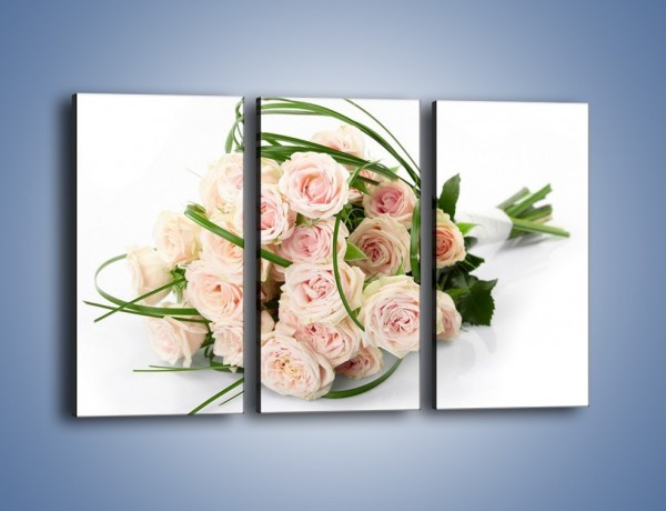 Obraz na płótnie – Wiązanka delikatnie różowych róż – trzyczęściowy K012W2