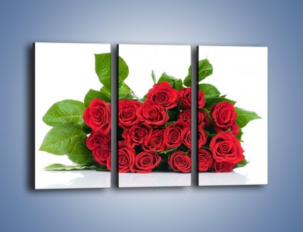 Obraz na płótnie – Idealna wiązanka czerwonych róż – trzyczęściowy K018W2