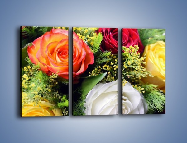 Obraz na płótnie – Róże z polnymi dodatkami – trzyczęściowy K061W2