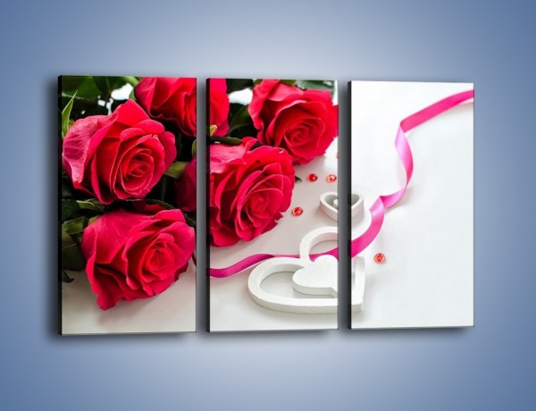 Obraz na płótnie – Róża z miłosnym przekazem – trzyczęściowy K1011W2