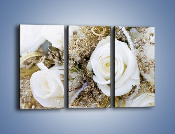 Obraz na płótnie – Perły wśród kwiatów – trzyczęściowy K184W2