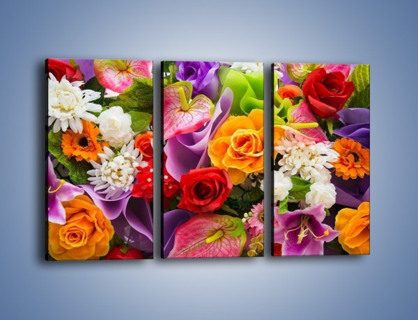 Obraz na płótnie – Kwiaty w kolorze tęczy – trzyczęściowy K462W2