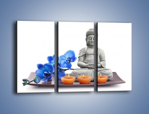 Obraz na płótnie – Budda i kwiat – trzyczęściowy K593W2
