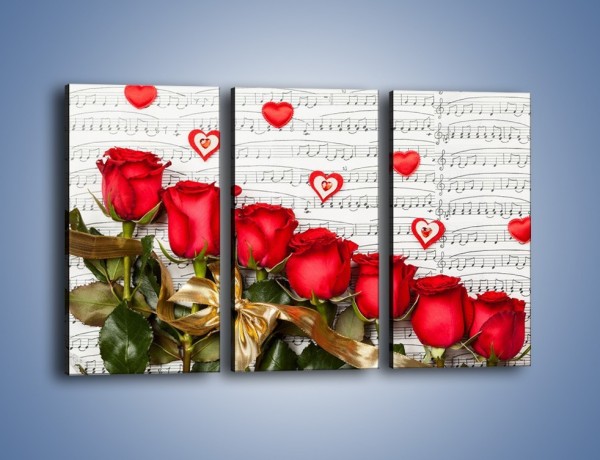 Obraz na płótnie – Miłosne melodie wśród róż – trzyczęściowy K717W2