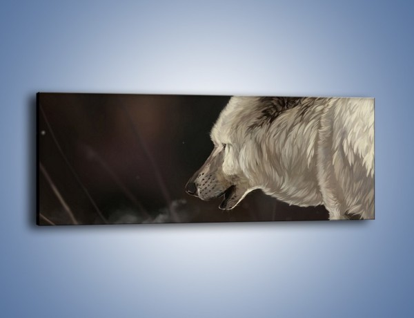 Obraz na płótnie – Uważne spojrzenie wilka – jednoczęściowy panoramiczny GR212