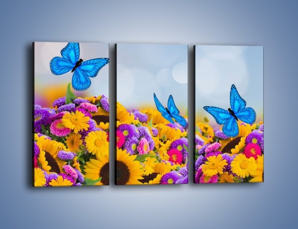 Obraz na płótnie – Bajka o kwiatach i motylach – trzyczęściowy K794W2