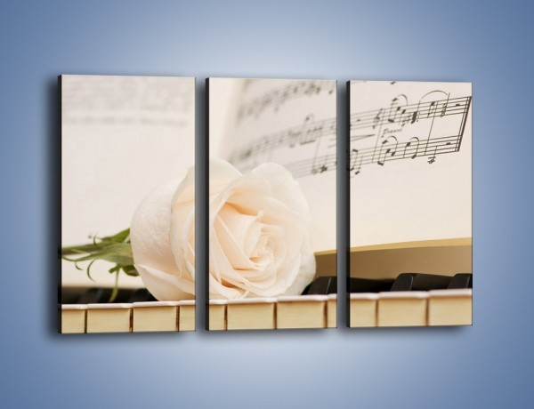 Obraz na płótnie – Fortepian z białą różą – trzyczęściowy K908W2