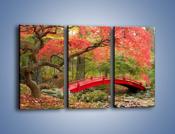 Obraz na płótnie – Czerwony most czy czerwone drzewo – trzyczęściowy KN1122AW2