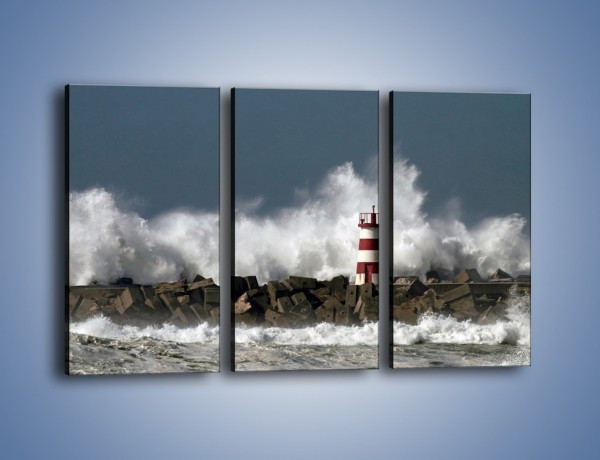 Obraz na płótnie – Latarnia morska w sztormie – trzyczęściowy KN626W2