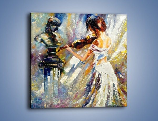 Obraz na płótnie – Biała dama i skrzypce – jednoczęściowy kwadratowy GR368