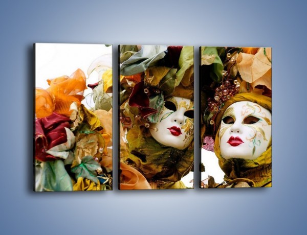 Obraz na płótnie – Magia kolorów i maski – trzyczęściowy L052W2