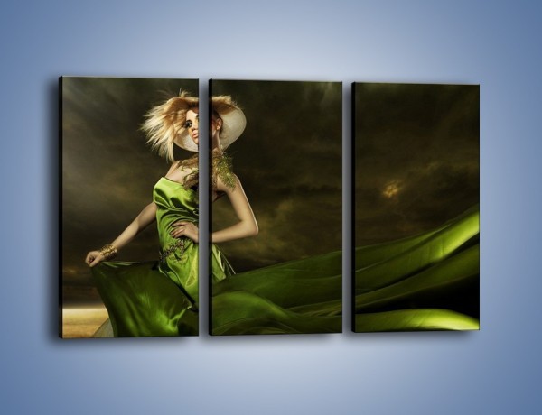 Obraz na płótnie – Kobieta ubrana w zieleń – trzyczęściowy L098W2
