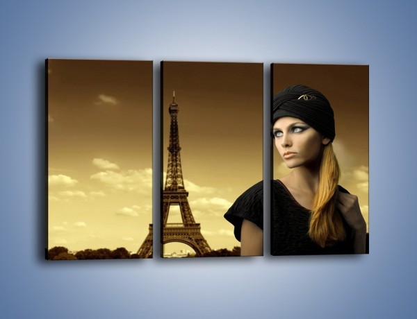 Obraz na płótnie – Czarna dama w paryżu – trzyczęściowy L114W2