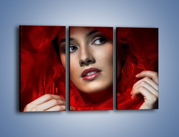Obraz na płótnie – Kobieta w czerwieni – trzyczęściowy L187W2