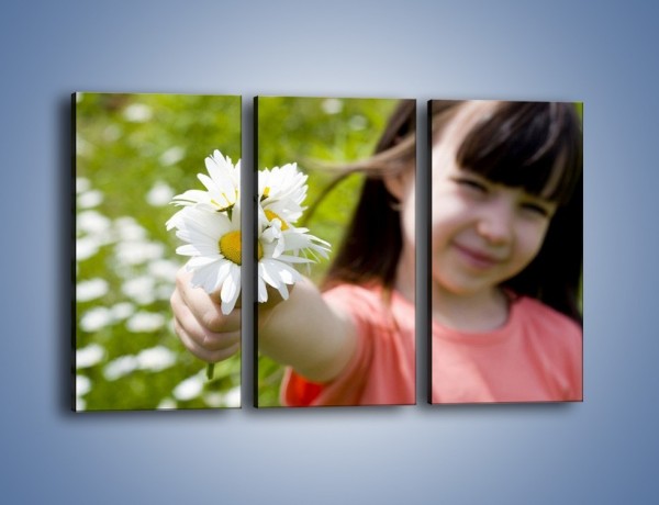 Obraz na płótnie – Kwiatki od małej dziewczynki – trzyczęściowy L255W2