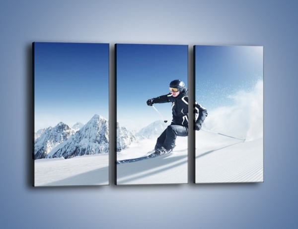 Obraz na płótnie – Zima góry i narty – trzyczęściowy L286W2