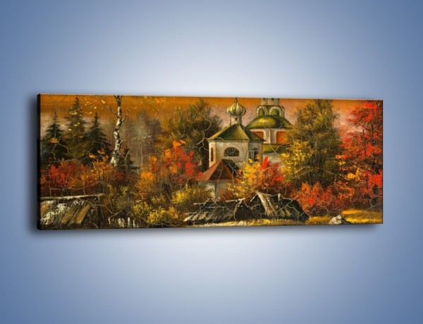 Obraz na płótnie – Kaplica późną jesienią – jednoczęściowy panoramiczny GR369