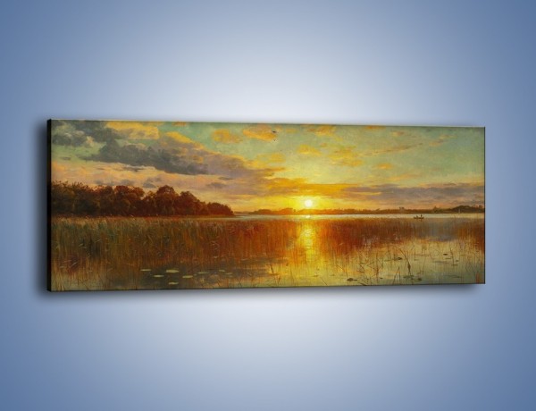 Obraz na płótnie – Zachód słońca nad rzeką – jednoczęściowy panoramiczny GR380