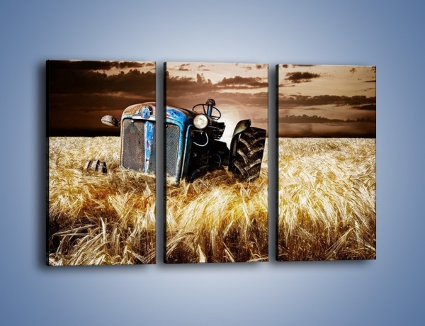 Obraz na płótnie – Stary traktor w polu pszenicy – trzyczęściowy TM033W2
