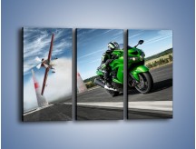 Obraz na płótnie – Kawasaki Ninja ZX-14 i samolot – trzyczęściowy TM093W2