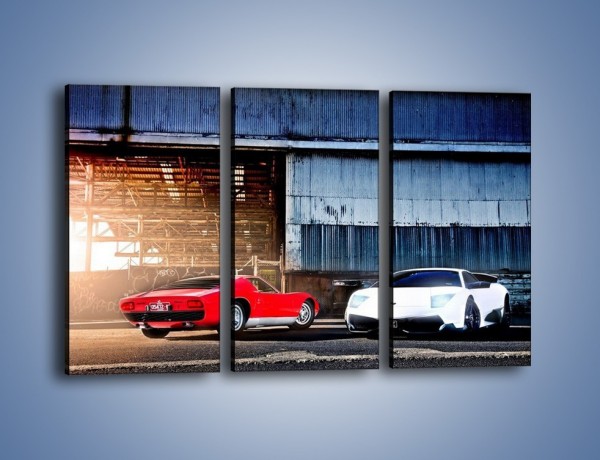 Obraz na płótnie – Lamborghini Miura S 1969 i Murcielago – trzyczęściowy TM119W2