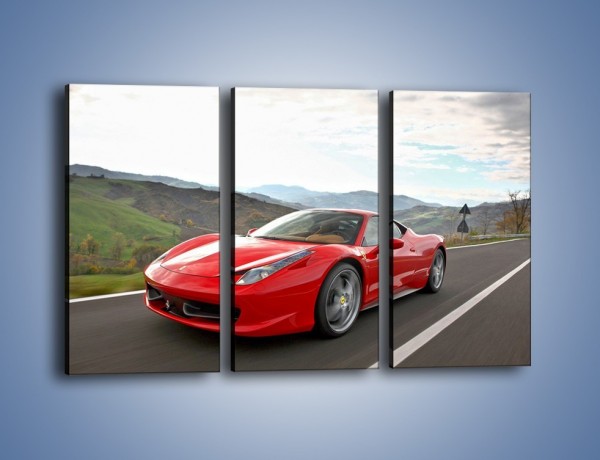 Obraz na płótnie – Czerwone Ferrari 458 Italia – trzyczęściowy TM194W2
