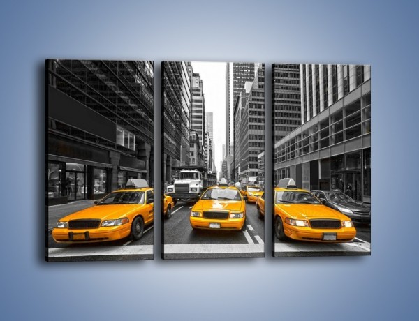 Obraz na płótnie – Żółte taksówki na Manhattanie – trzyczęściowy TM220W2