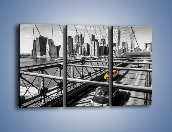 Obraz na płótnie – Taksówka na nowojorskim moście – trzyczęściowy TM224W2