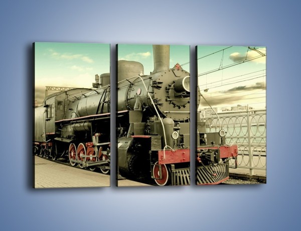 Obraz na płótnie – Stara lokomotywa na stacji – trzyczęściowy TM238W2