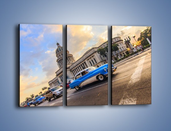 Obraz na płótnie – Samochody na ulicach Hawany – trzyczęściowy TM243W2