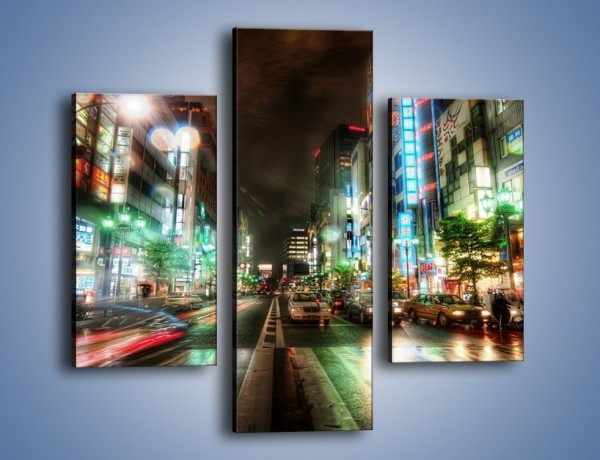 Obraz na płótnie – Tokyo nocą po deszczu – trzyczęściowy AM027W3