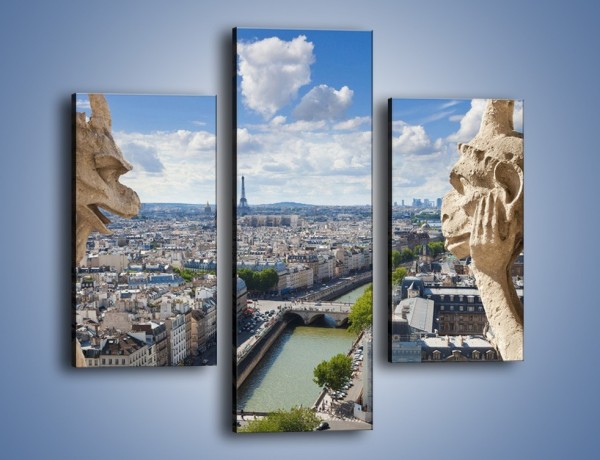 Obraz na płótnie – Kamienne gargulce nad Paryżem – trzyczęściowy AM037W3