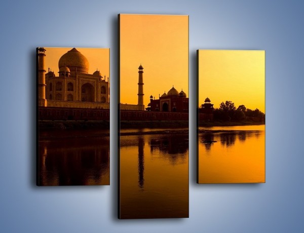 Obraz na płótnie – Taj Mahal o zachodzie słońca – trzyczęściowy AM075W3