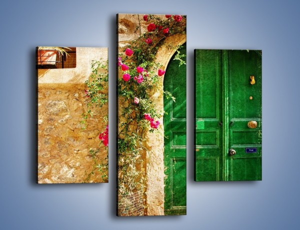 Obraz na płótnie – Drzwi w greckim domu vintage – trzyczęściowy AM192W3