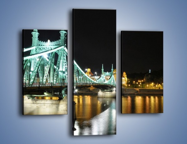 Obraz na płótnie – Oświetlony most w nocy – trzyczęściowy AM208W3