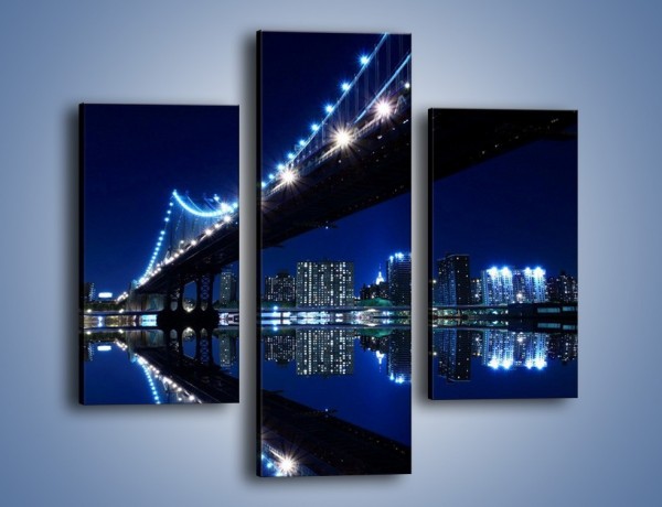 Obraz na płótnie – Oświetlony most w odbiciu wody – trzyczęściowy AM211W3