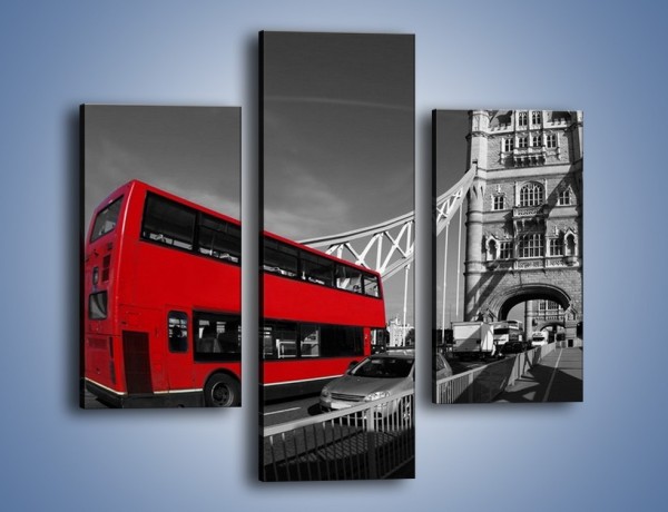 Obraz na płótnie – Tower Bridge i czerwony autobus – trzyczęściowy AM394W3
