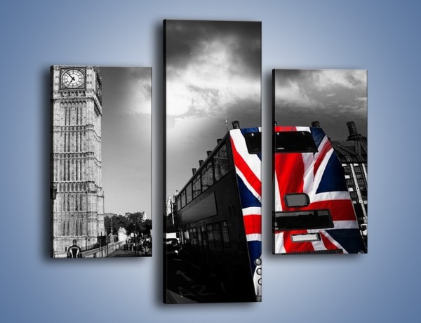 Obraz na płótnie – Big Ben i autobus z flagą UK – trzyczęściowy AM396W3