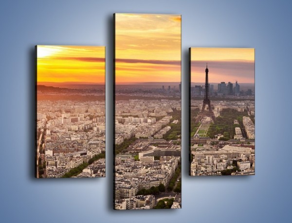 Obraz na płótnie – Zachód słońca nad Paryżem – trzyczęściowy AM420W3