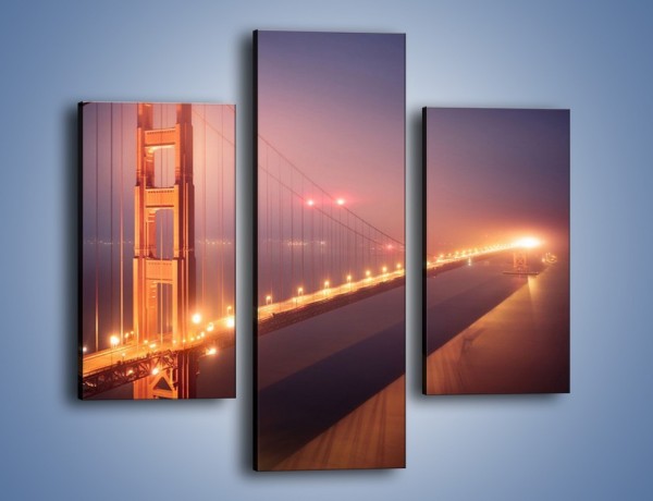 Obraz na płótnie – Most Golden Gate w nocnej mgle – trzyczęściowy AM490W3