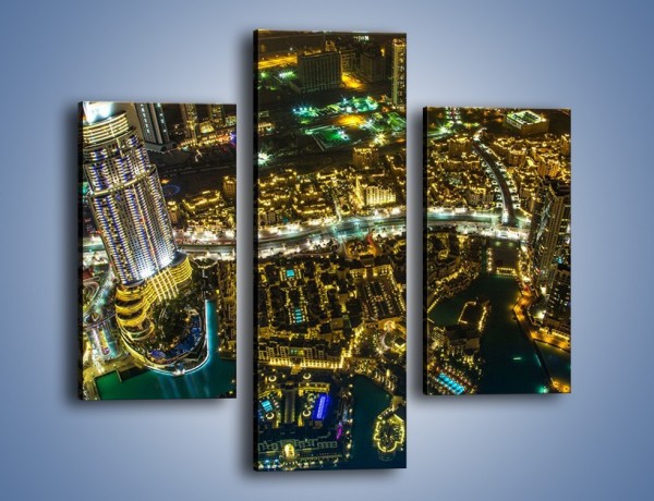 Obraz na płótnie – Dubaj nocą z lotu ptaka – trzyczęściowy AM507W3