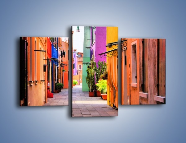 Obraz na płótnie – Kolorowa uliczka we włoskim Burano – trzyczęściowy AM509W3