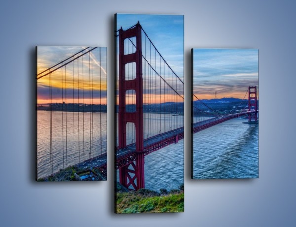 Obraz na płótnie – Wschód słońca nad mostem Golden Gate – trzyczęściowy AM539W3