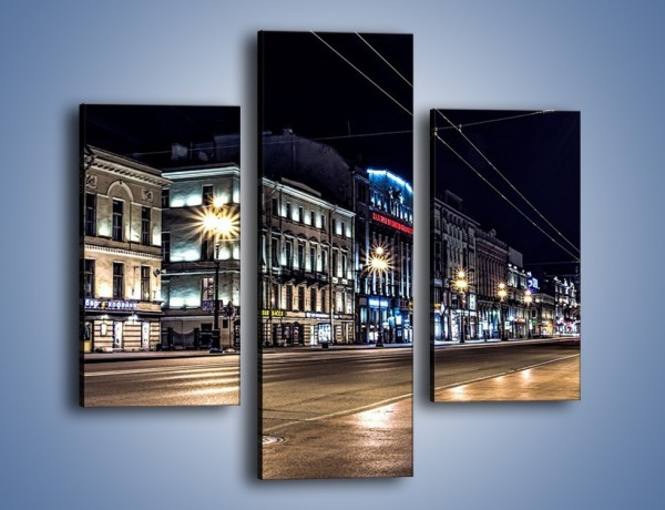 Obraz na płótnie – Ulica w Petersburgu nocą – trzyczęściowy AM544W3