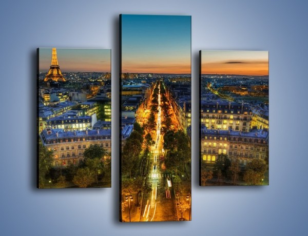 Obraz na płótnie – Rozświetlony Paryż wieczorową porą – trzyczęściowy AM549W3
