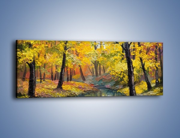 Obraz na płótnie – Jesienną pora w lesie – jednoczęściowy panoramiczny GR434