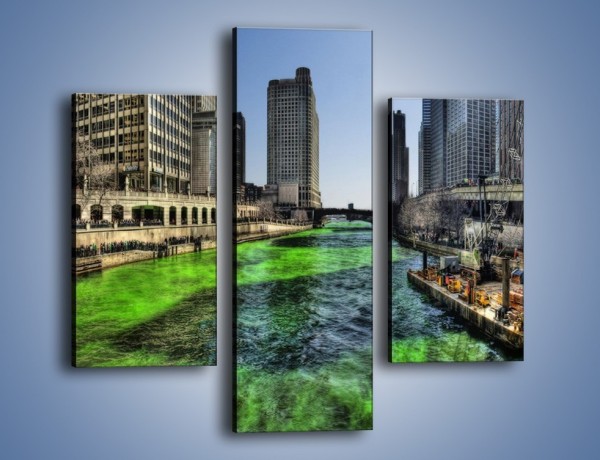 Obraz na płótnie – Chicago River w Dzień św. Patryka – trzyczęściowy AM605W3