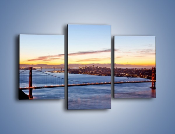 Obraz na płótnie – Most Golden Gate o zachodzie słońca – trzyczęściowy AM608W3