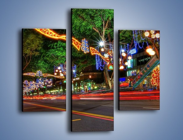 Obraz na płótnie – Noworoczne dekoracje w Singapurze – trzyczęściowy AM616W3